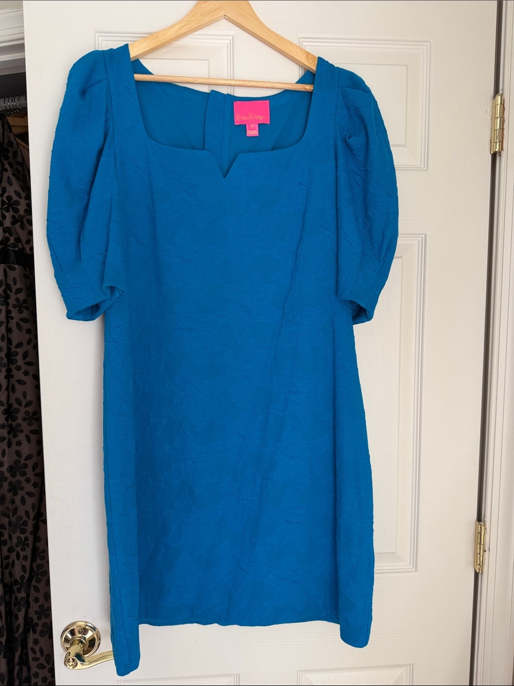 Lilly Pulitzer Bright Teal Puff-Sleeve Shift Dress